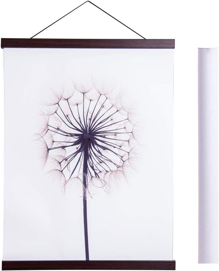 Artmag Magnetic Poster Hanger Frame, 33x24 33x23 33x47 Light Wood Wooden Magnet Canvas Artwork Print Poster Hangers Frames Hanging Kit (Walnut, 33")