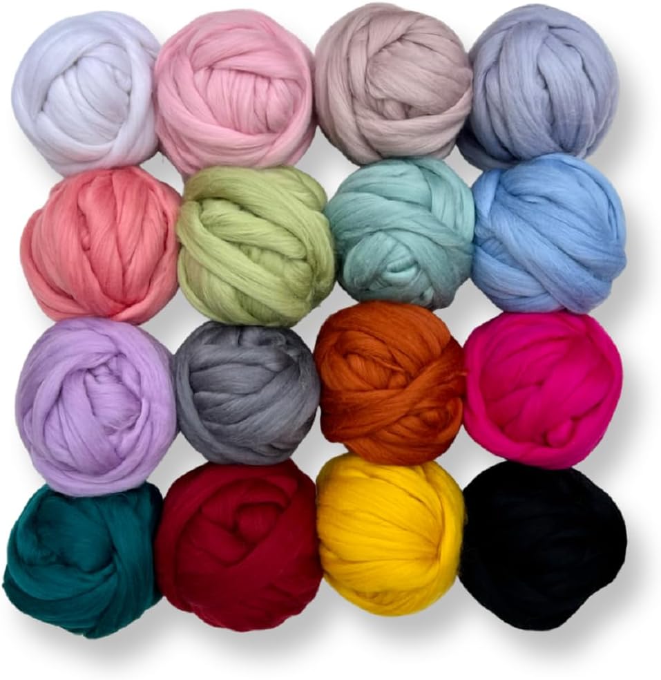 Revolution Fibers Dyed Corriedale Wool | 8.2 Ounces of Premium Combed Wool Top | 26 Micron, 100% Pure Corriedale Wool Roving, Ethically Sourced (Lightning White)