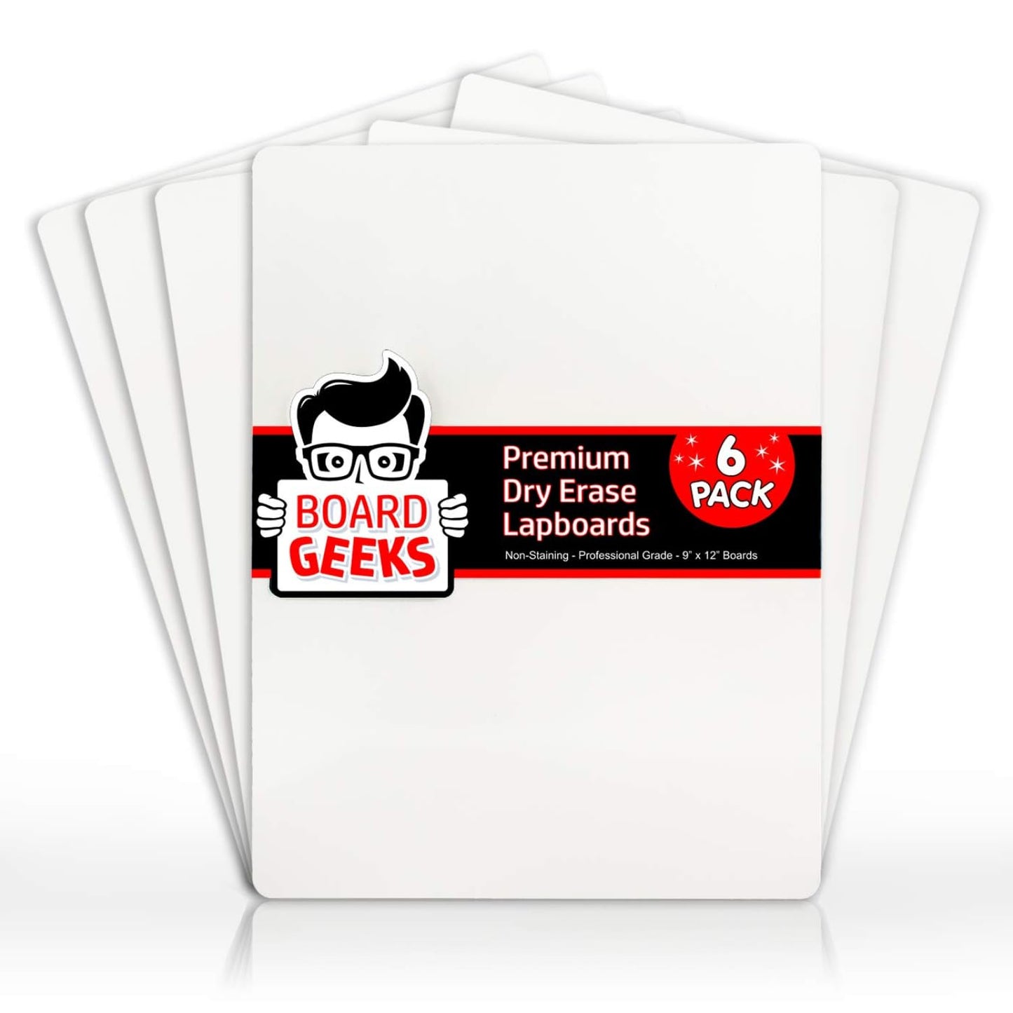 6 Premium Small Dry Erase Board 9"x12"- Portable Dry Erase Lap Board, Handheld Whiteboard- White Boards for Students - Small Whiteboard | Double Sided Erasable White Boards Dry Erase- 6 Pk