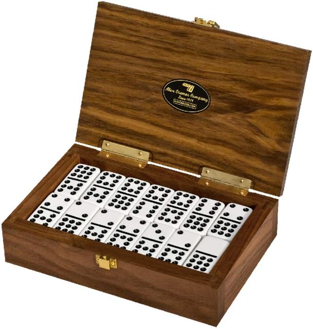 Alex Cramer The Nines Double 9 Domino Set - American-Made Solid Walnut Case Holds Our 55-Piece Domino Set for Adults