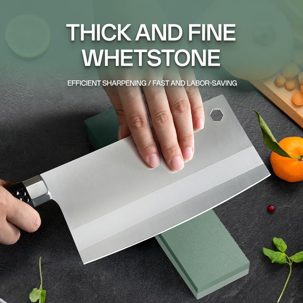 YKLP Knife Sharpening Stone,Whetstone Set Kitchen Knife Sharpener Stone 2 Side 400/1000 Grit,Wet Stones for Sharpening Chisel Blades, Knives, Scissor Blades with Non-slip Rubber Base and Angle Guide