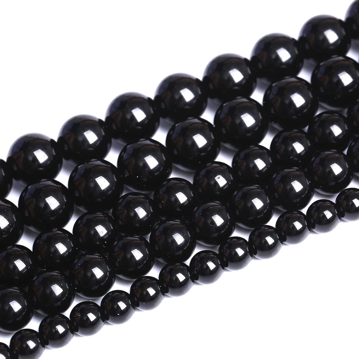 Natural Black Agates Onyx Stone Beads Smooth Round Loose Spacer Beads for Jewelry Making DIY Bracelets 12mm 34pcs 15"(Black Agate, 12mm)