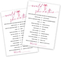 Wedding Shower Games Cards, Would She Rather Bridal Shower Game for 25 Guests, Engagement Party Wedding Games for Guests, Pink Ribbon Bow Wedding Party Supplies - E11