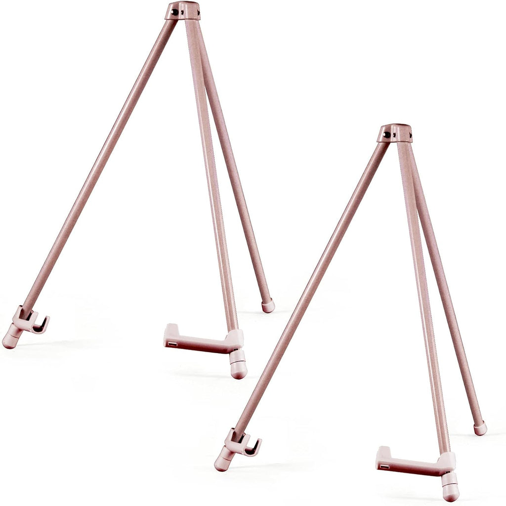 14" High Tabletop Instant Display Easel, Small Desktop Steel Easel Stand with Adjustable Holders for Paintings, Posters and Store Signs(Champagne, 2Pack)