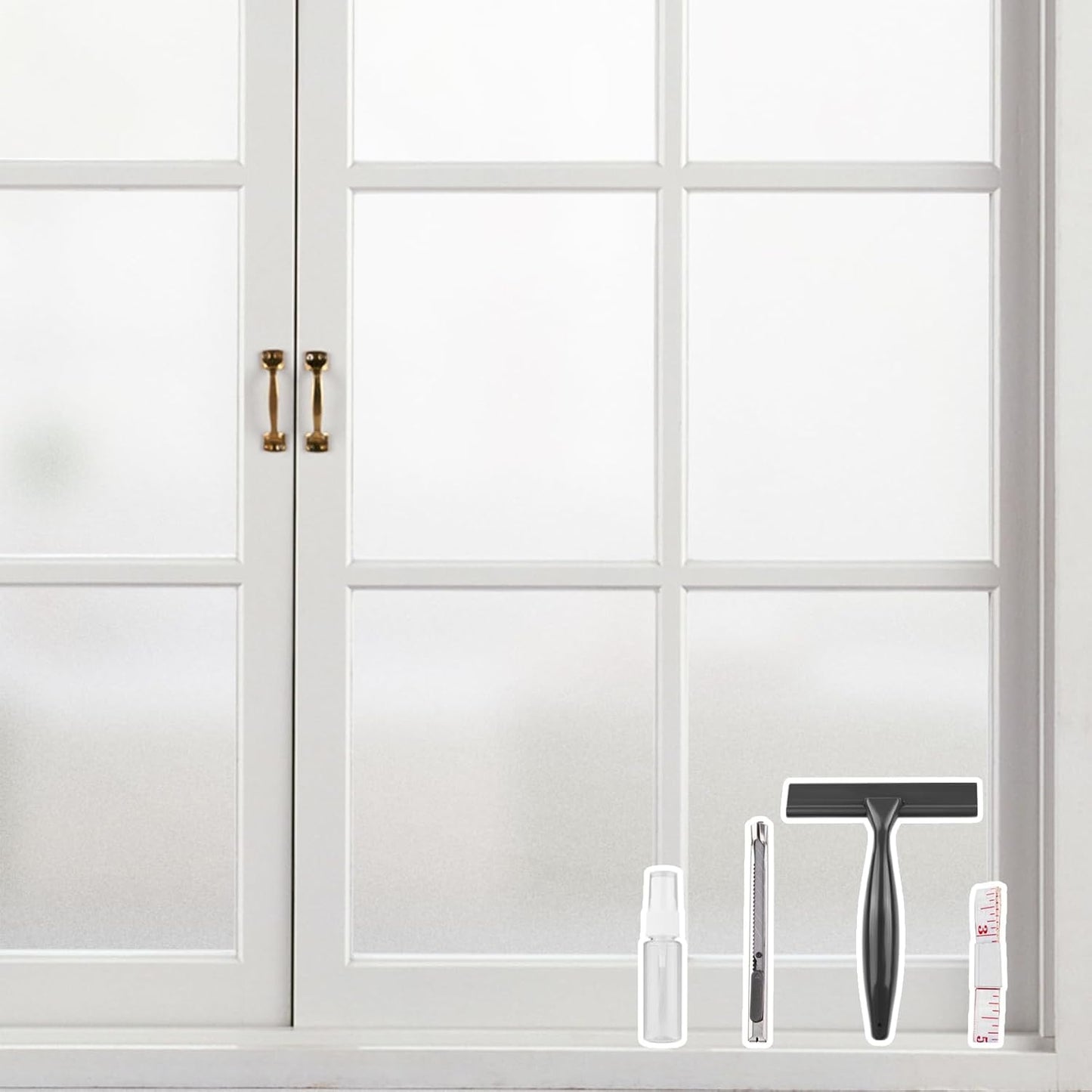 Kromapolis Window Privacy Film Frosted Glass Window Film, Heat Blocking Privacy Film for Glass Windows, Static Cling Non-Adhesive Frosting Window Stickers for Door Home (Frosted, 35.4 x 157.4 inch)