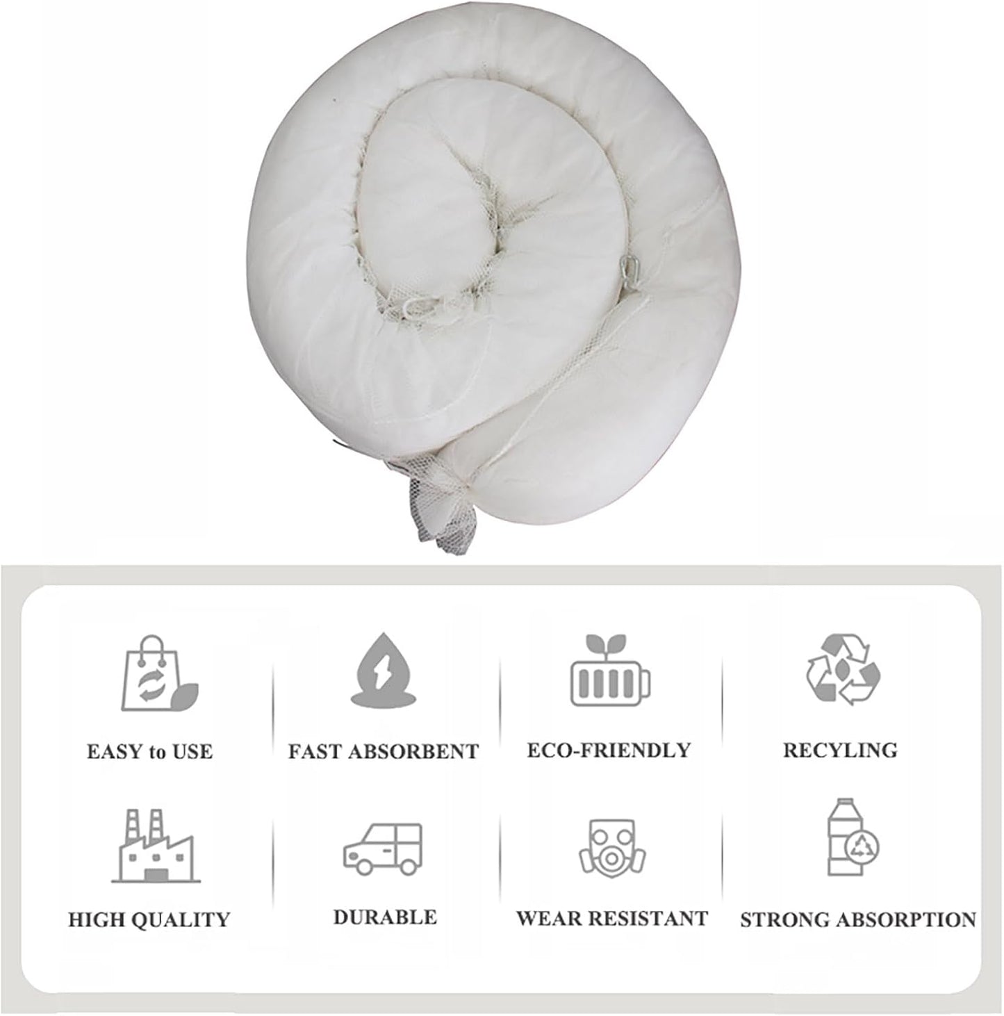 XIFENG Oil Absorbent Socks Oil Boom Soak up Oil Diesel Fuel Hydrocarbon Based Fluids, 6 Gallon (27L) Absorbency Per Sock, 5" Diameter 9.8' Length (12.7cm*3m) Clean Oil Spills(Size:Pack of 3)
