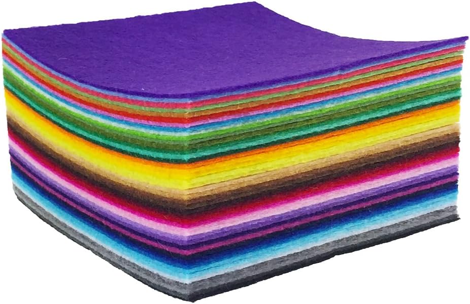 flic-flac 44PCS/88PCS Assorted Color Felt Fabric Sheets Patchwork Sewing DIY Craft 1mm Thick … (25cm * 25cm, 44pcs)