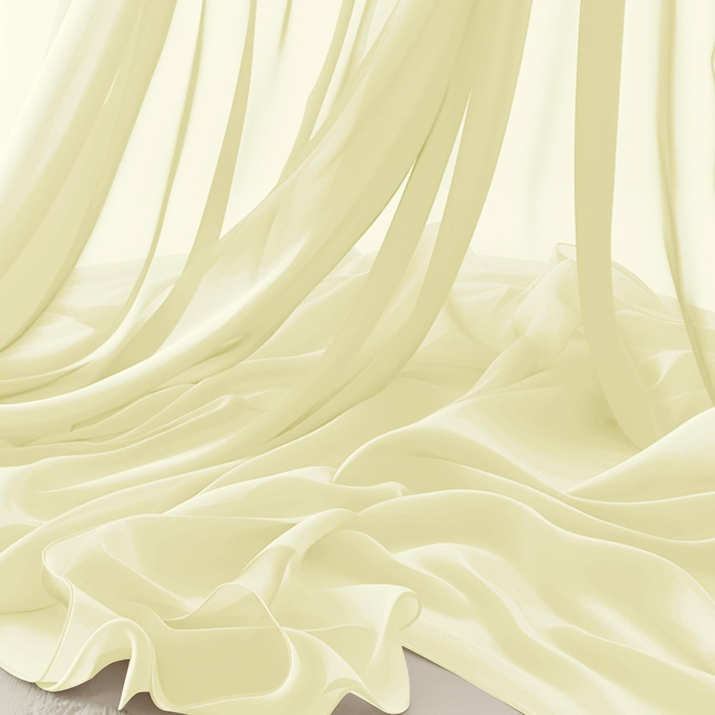 Horbaunal Ivory Chiffon Fabric by The Yard, 1 Yard Continuous Sheer Fabric 59" Wide Soft Draping Fabric for Wedding Arch Draping Party Backdrop DIY Sewing