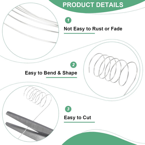 0.2 mm/32 Gauge Copper Wire for Jewelry Making, 82FT Copper Beading Craft Wire for Jewelry/Weaving/DIY Crafting/Planting, Color-Retaining [25M, Bright Silver]