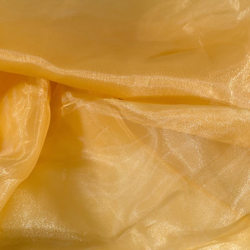 Fynite Champagne Gold Organza Fabric by The Yard | 5 Yard Long | 44" Wide | Bridal Soft Sheer Organza Tulle for DIY Wedding Dress Fashion Craft Decorations