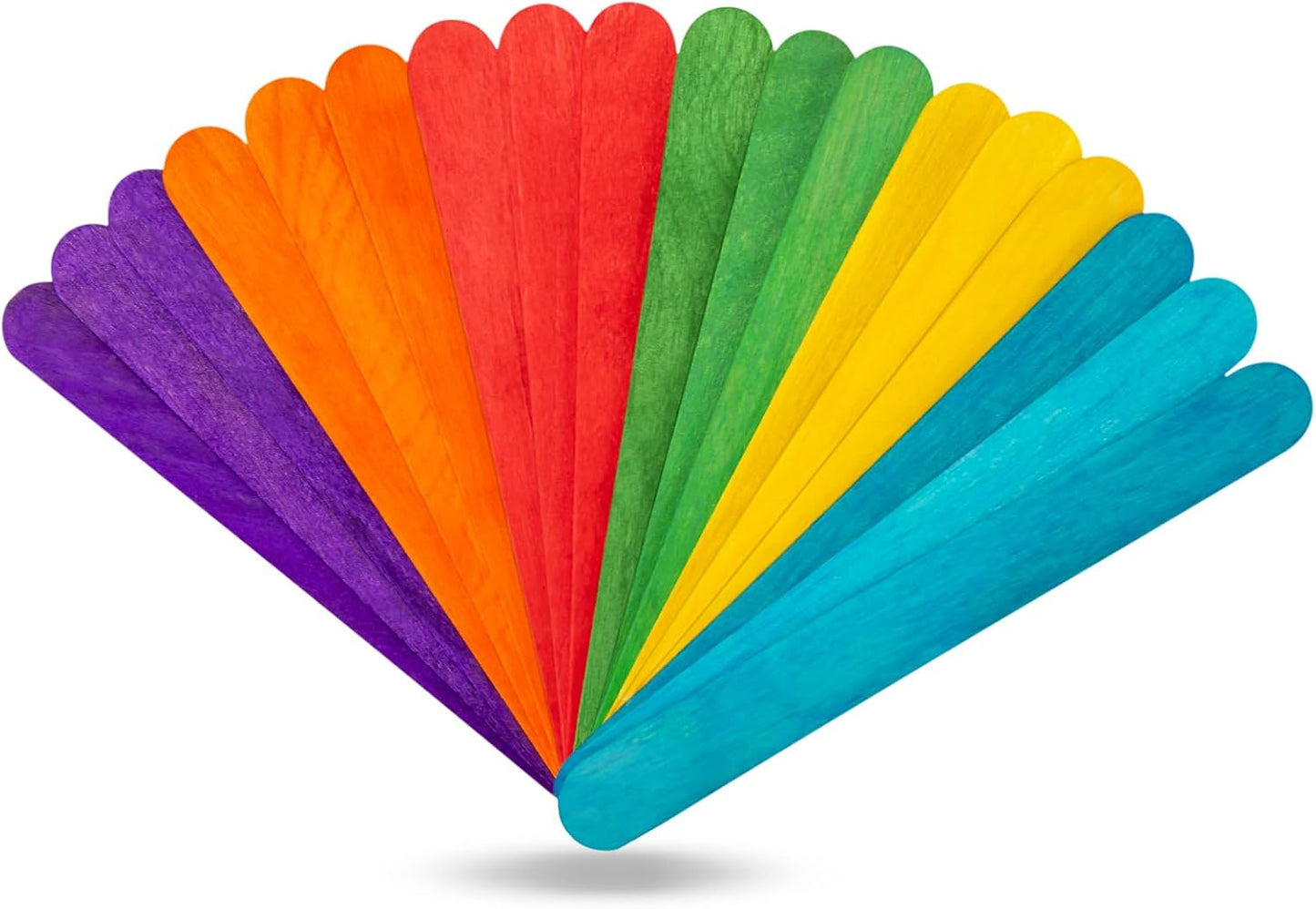 WISYOK 60 Pcs 6” Colored Jumbo Wooden Craft Sticks, Rainbow Wooden Popsicle Sticks, Wide Lollipop Sticks, Treat Sticks Ice Pop Sticks fir Creative Designs or Home Art Projects