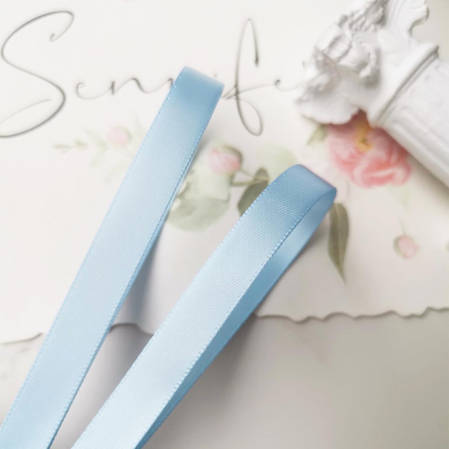3/8" x 100 Yards Sky Blue Polyester Satin Ribbon Single Faced Bulk Fabric Ribbons for Gift Wrapping, Crafting and DIY Projects, Scrapbooking, Bows and Card Making