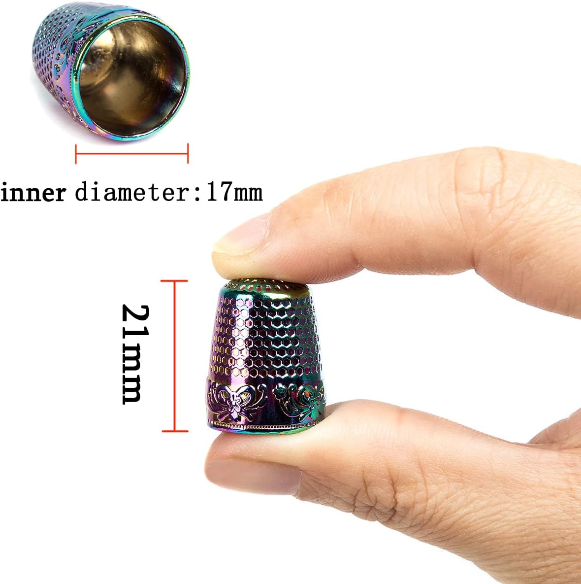 ZESION 4Pcs Sewing Thimbles, Metal Thimbles for Hand Sewing Finger Protector, Quilting Craft Accessories for Knitting Needlework DIY Tools, Gold