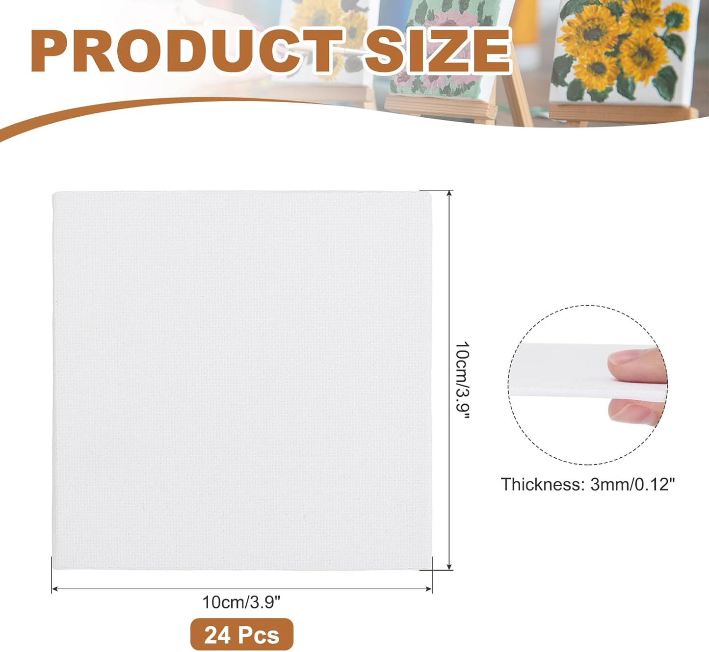 MECCANIXITY Canvas Boards for Painting, 4x4 Cotton Blank Primed Art Canvas Panels Acid-Free for Painting Supplies Oil Acrylic Tempera Watercolor Pouring Paint Artists(White, Pack of 24)