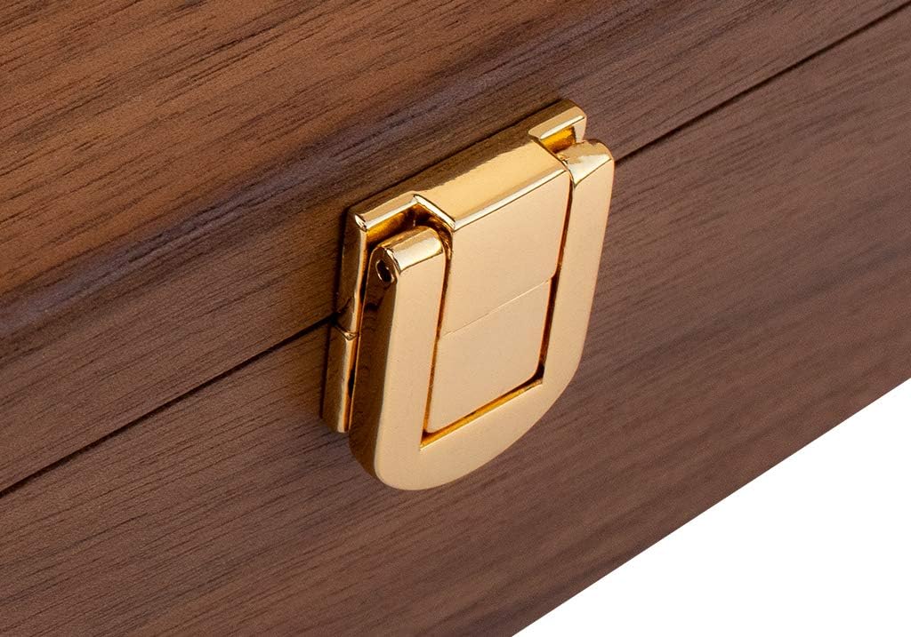 Alex Cramer Le Club Luxury Domino Set with Handcrafted Walnut Case and Cribbage/Counter Top - Tournament Quality 28 Indestructible (Domino Set with Personalized Brass Plate)