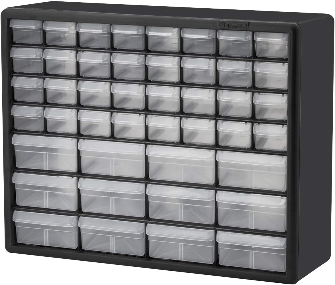 Akro-Mils 10124 24 Drawer Plastic Parts Storage Hardware and Craft Cabinet, 20-Inch x 16-Inch x 6.5-Inch, Black