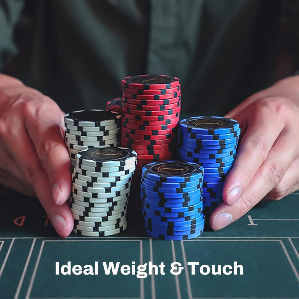 SLOWPLAY Nash Clay Poker Chips, 14 Grams Heavyweight Clay Composite, 40mm Large Chips in Bulk, Pack of 50 with Denomination of 1