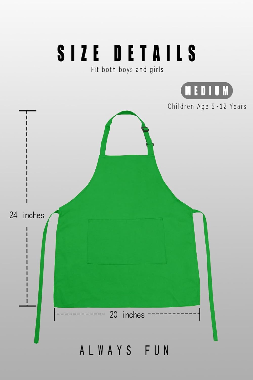 Kid Apron Adjustable Strap with 2 Pockets Painting Cooking Craft Backing Unisex Age 5-12