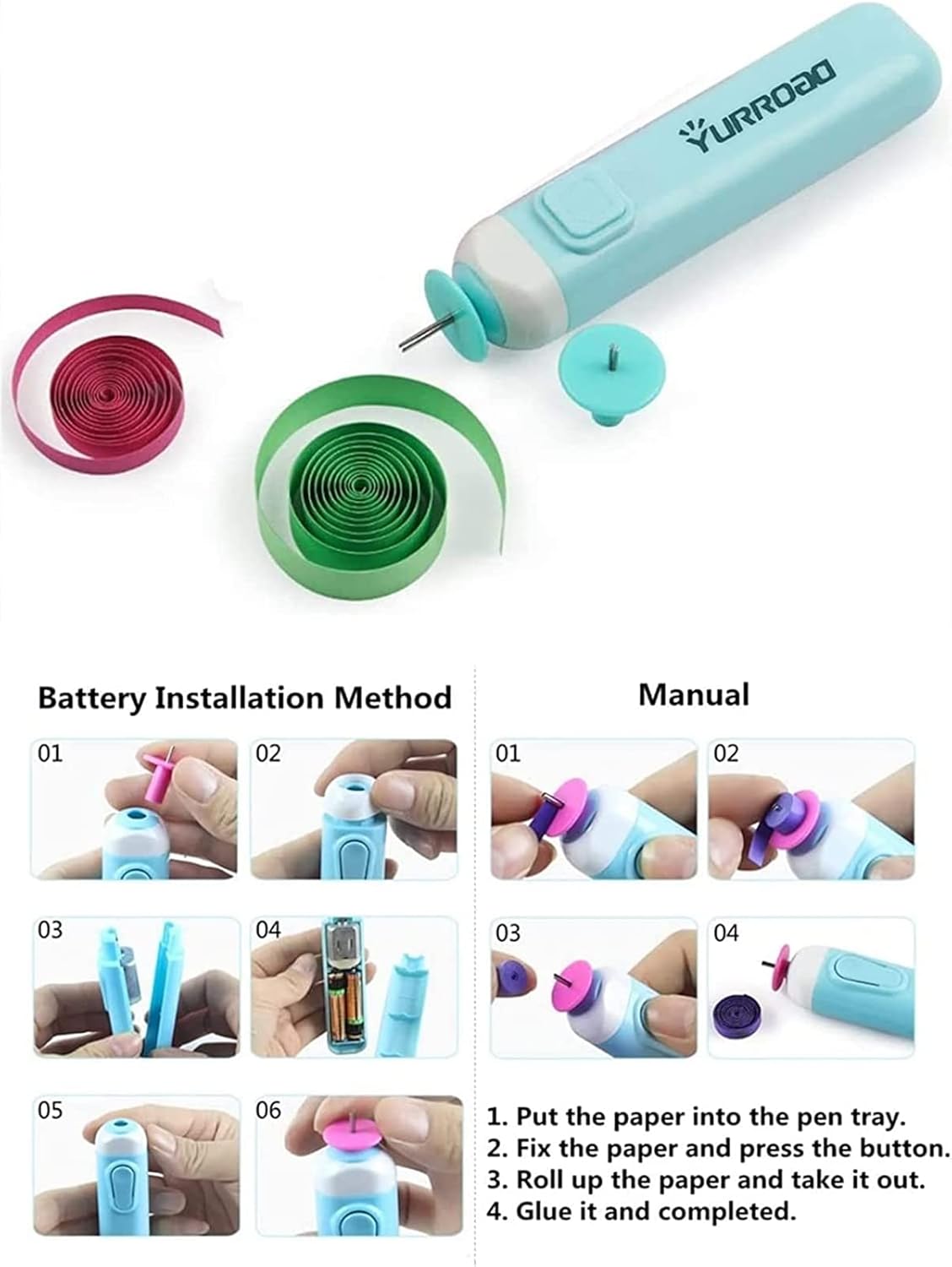 19pcs Beginners Quilling Tools Kit Electric Slotted Quilling Pen Template Board Curling Coach Crimper Comb Filigrana Tools Set