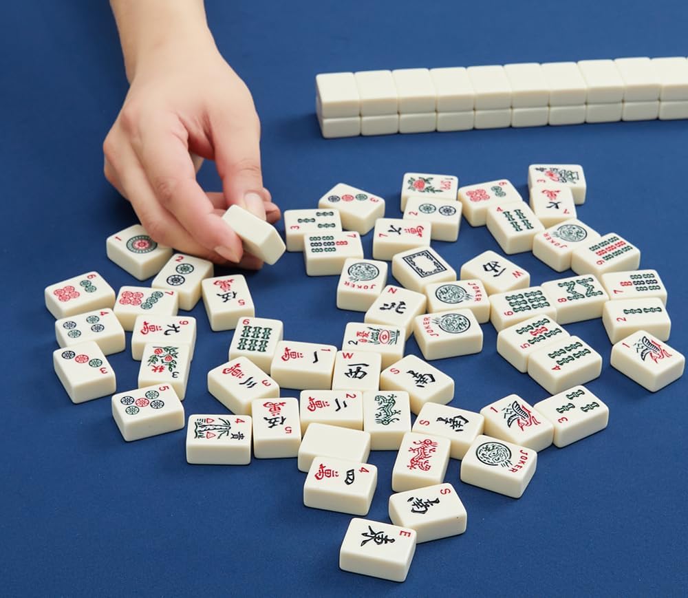 American Mahjong Tiles,166 Quality Ivory Tiles with 3 Golden Dices & Rules Instruction
