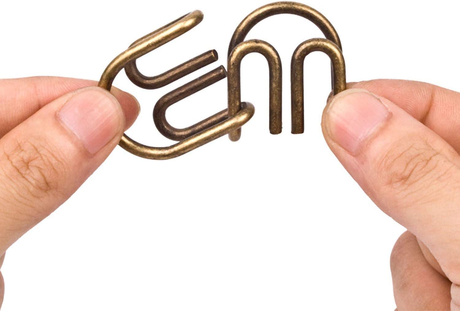 Assorted Ancient Metals Puzzle Brone Color Stress Relief Toys 9 Pack IQ Wire Puzzles with Paper Box Gift Package Great Educational Metals Still Puzzle Games Toys for Children and Adults by AHYUAN