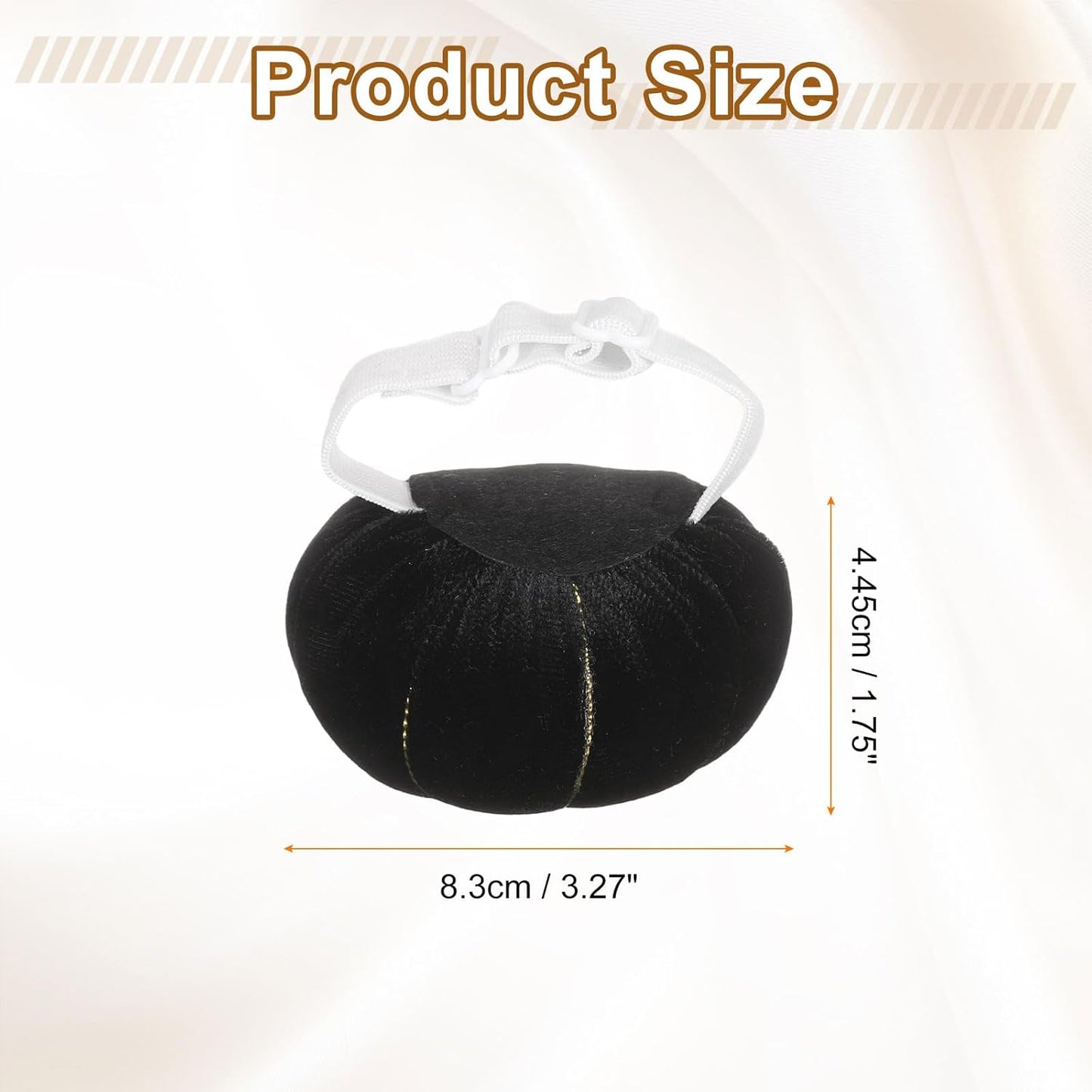 HARFINGTON Wrist Pin Cushion Wristband Sewing Pincushion Polyester Pin Holder Wearable Pumpkin Shaped Needles Wristband for Sewing Quilting Needlework DIY Crafts, Black