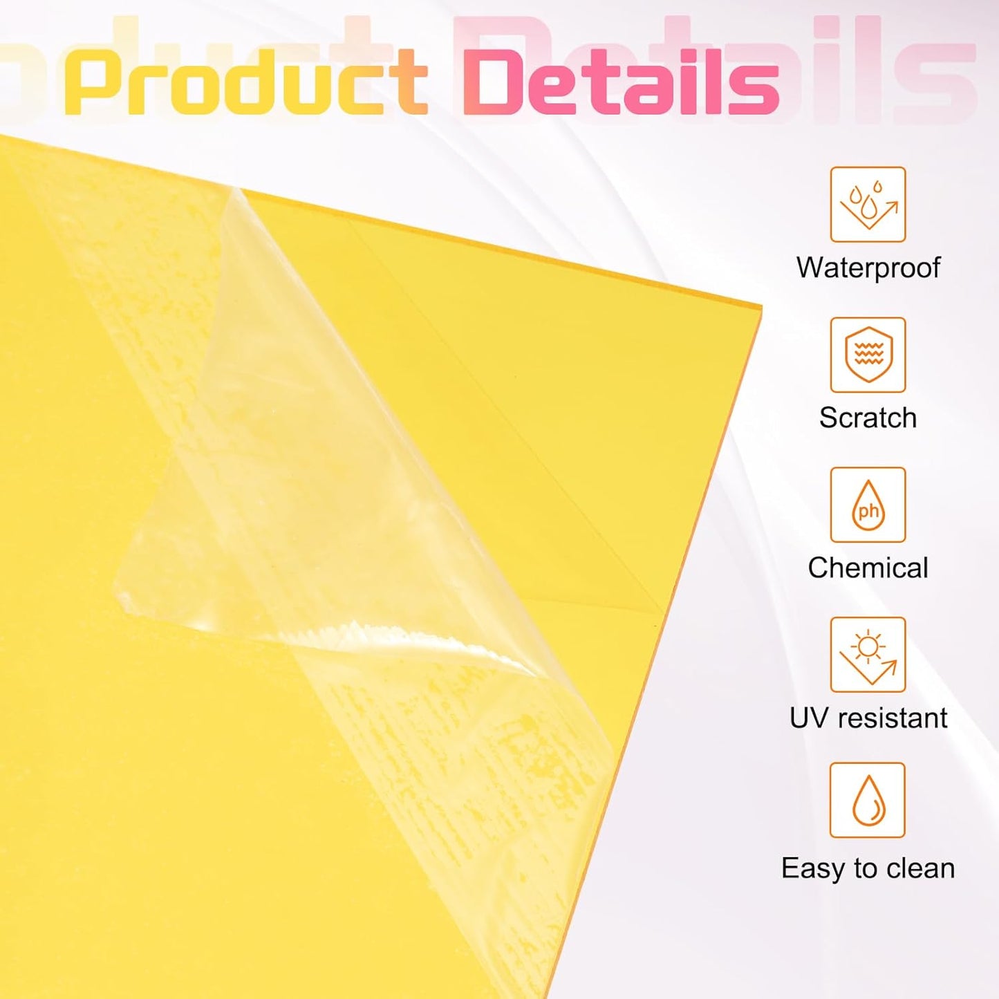 uxcell 4Pcs Acrylic Sheets 12x8 Inch Acrylic Panel 1/8 Inch-3mm Plastic Board for Picture Frames Sign Holders DIY Display Projects Craft, Clear Yellow