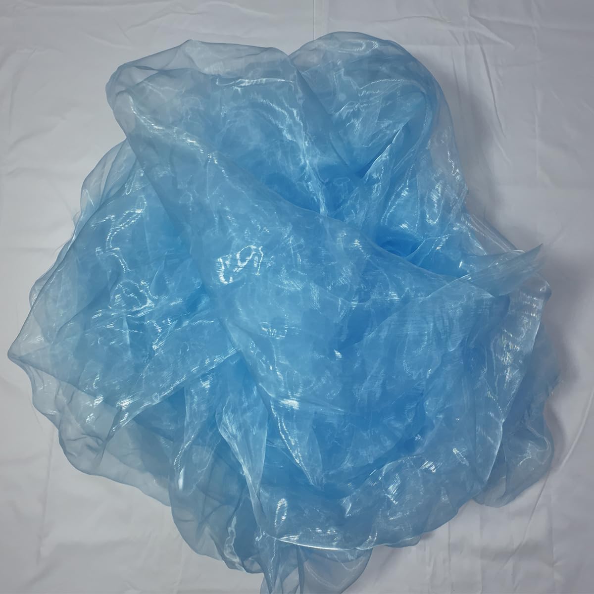 Two-Tone Iridescent Holographic Organza Fabric - 11 Yards | Lightweight Sheer Gauze Voile Tulle | for Dresses, Party Decor, DIY Crafts, Shiny Backdrops(Shimmery ICY Pale Blue)
