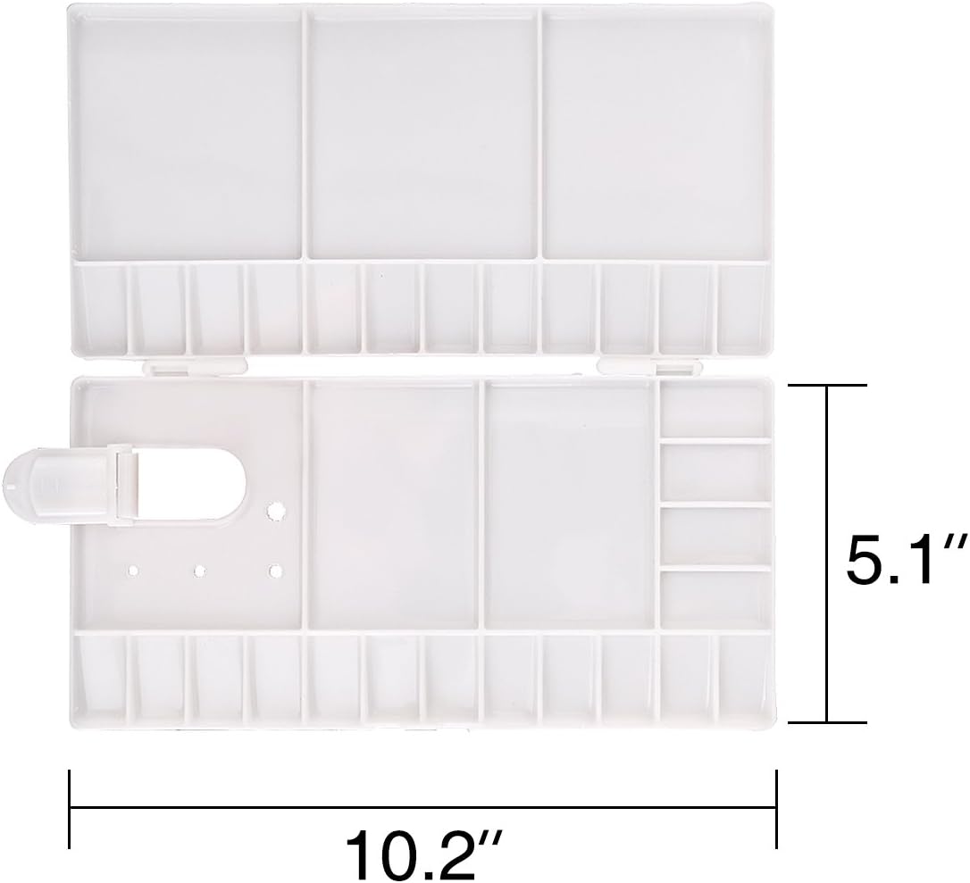 Transon Paint Palette Box 33 Wells for Mixing Gouache, Acrylic and Oil Paint with 1 Paint Brush