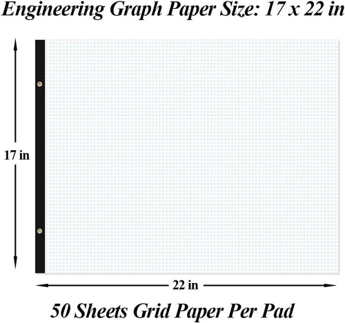 (2-Pack) Large Engineering Graph Paper - 22" x 17" Grid Paper, 100 Sheets/200 Pages, 4"x4" Grid Pad, Giant Drafting Pad Sketching Graph Paper for Engineer Architect Designer Mathematician Draftsman