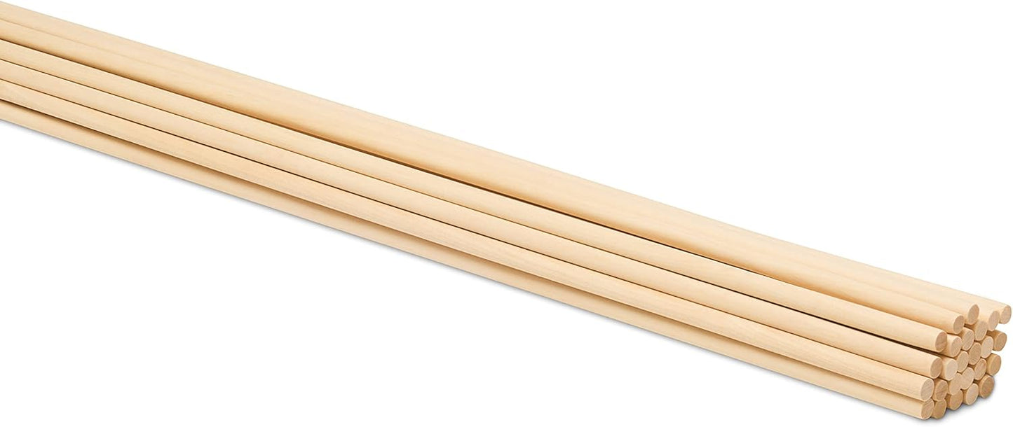Dowel Rods Wood Sticks Wooden Dowel Rods - 5/16 x 48 Inch Unfinished Hardwood Sticks - for Crafts and DIYers - 25 Pieces by Woodpeckers