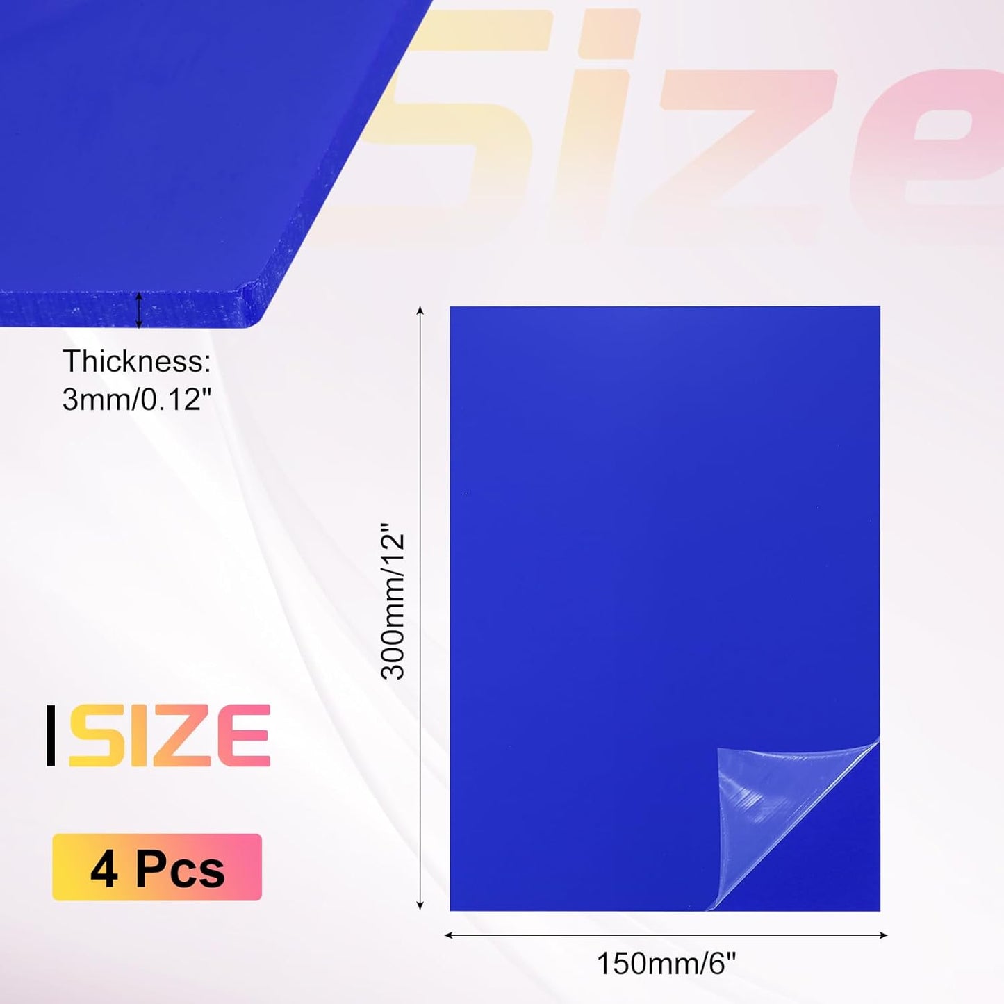uxcell 4Pcs Acrylic Sheets 12x6 Inch Acrylic Panel 1/8 Inch-3mm Plastic Board for Picture Frames Sign Holders DIY Display Projects Craft, Dark Blue