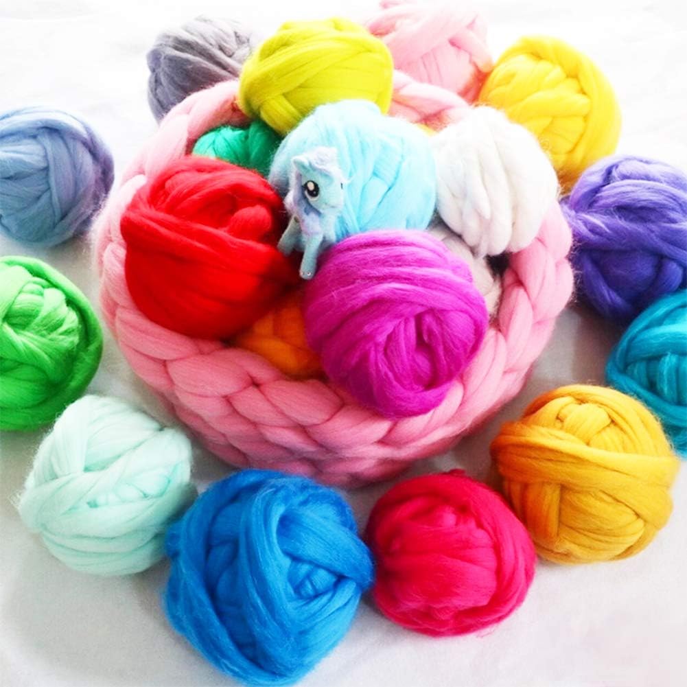 3.53oz Wool Roving Yarn, Wool Felting Supplies, Pure Wool, Chunky Yarn, Spinning Wool Roving for Needle Felting Wet Felting DIY Hand Spinning (Yellow)