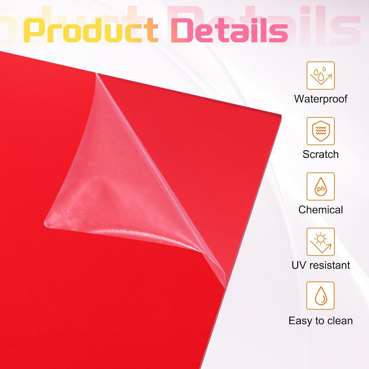 uxcell 2Pcs Acrylic Sheets 12x8 Inch Acrylic Panel 1/8 Inch-3mm Plastic Board for Picture Frames Sign Holders DIY Display Projects Craft, Clear Red