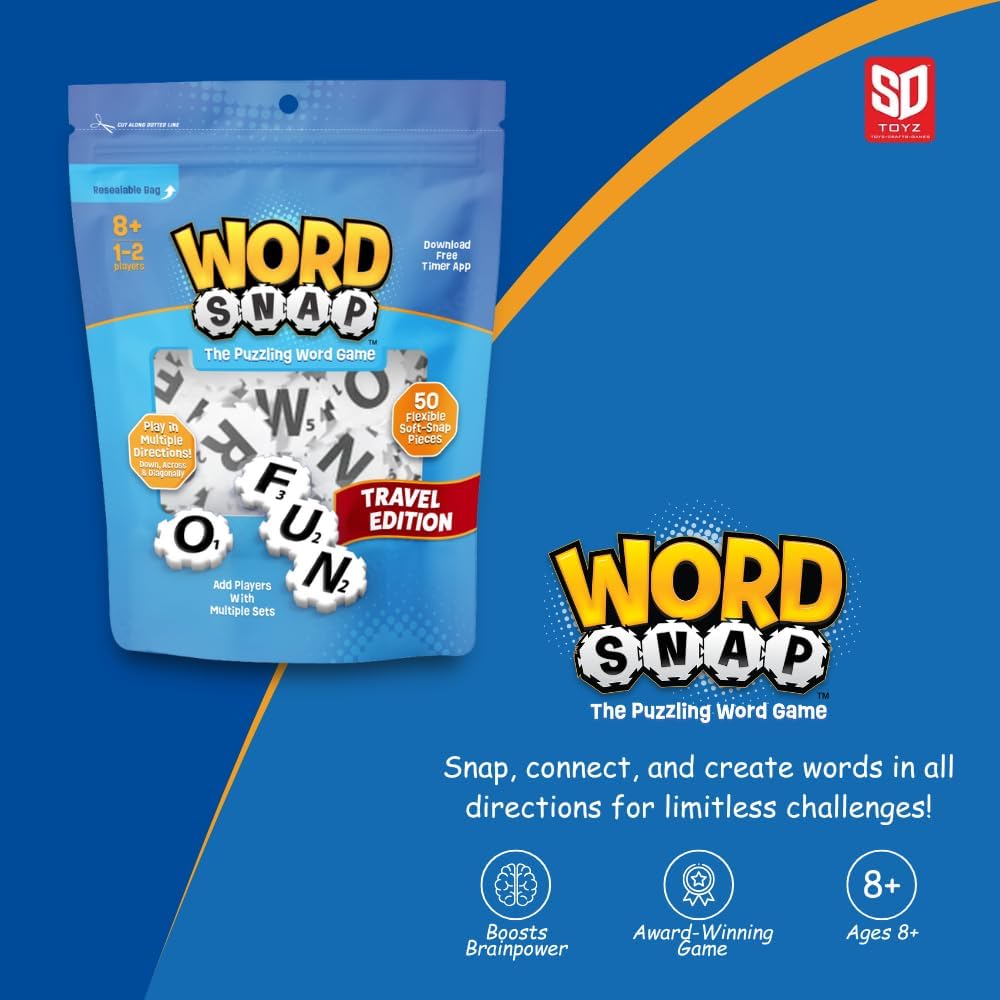 Word Strategy Game Travel Edition, Word Puzzle for Adults, Family, and Kids, Fun Game for Ages 8+, Travel Size, 1-2 Players