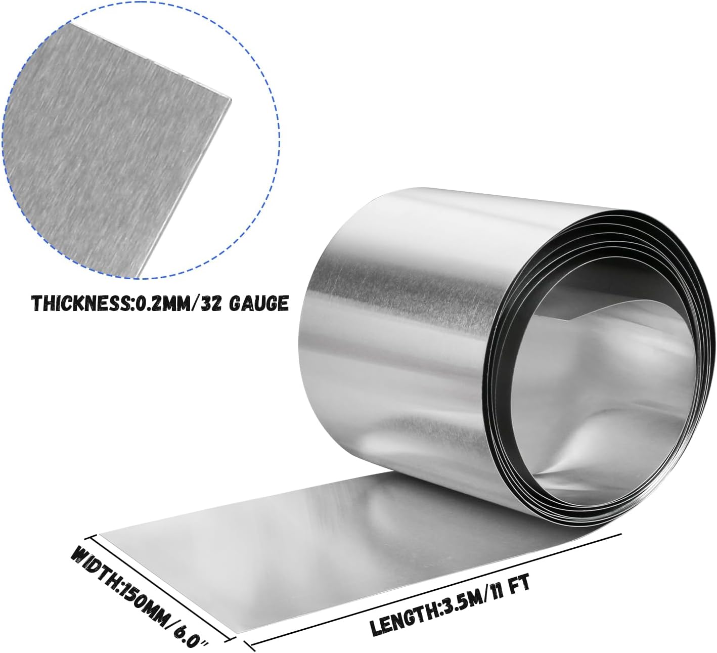 Aluminum Flashing Roll，Aluminum Sheet Roll 3500x150x0.2mm(LxWxT) Applicable to Various House Repair and DIY Projects