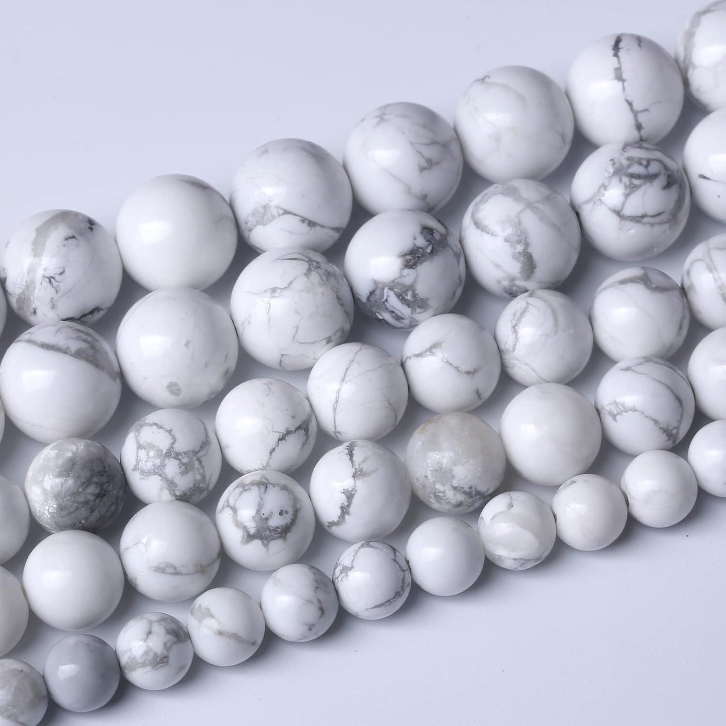 38pcs 10mm AAA Natural Stone Beads White Howlite Turquoises Round Loose Beads for Jewelry Making DIY Bracelet (White Howlite Turquoises, 10mm)