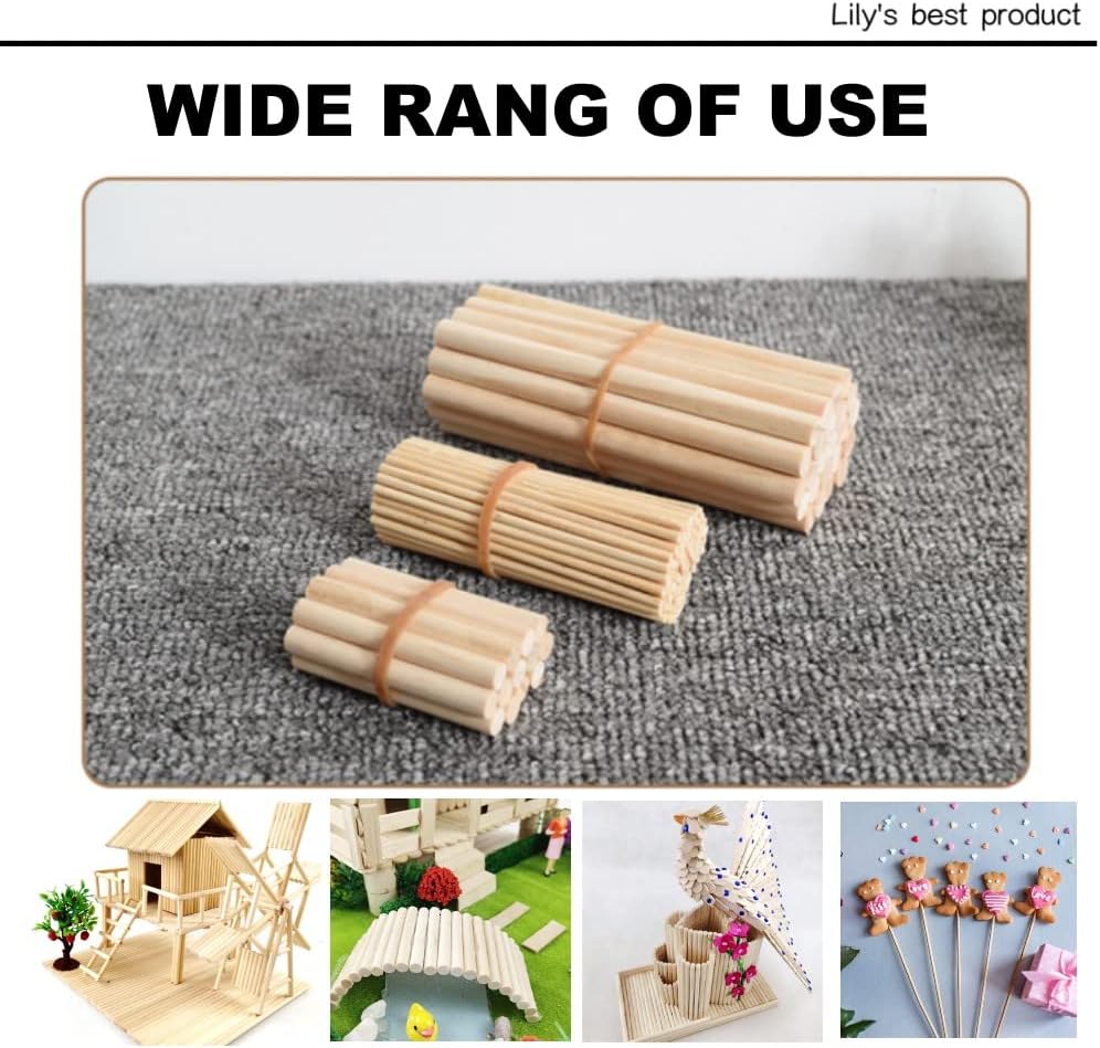 HOPELF 50PCS Dowel Rods Wood Sticks Wooden Dowel Rods - 3/8 x 12 Inch Bamboo Sticks - for Crafts，Hardwood Dowel Rod Assortment，Wooden Rod Sticks Doweling Rods，DIYers.