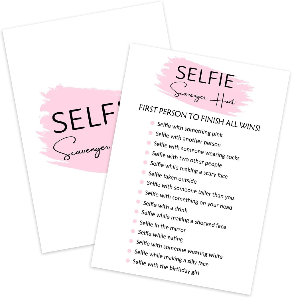 Birthday Party Game - Selfie Scavenger Hunt, Girl Birthday Party Activity Favor, Set of 20 Games Cards, Birthday Supplies, Activity Decorations -B07