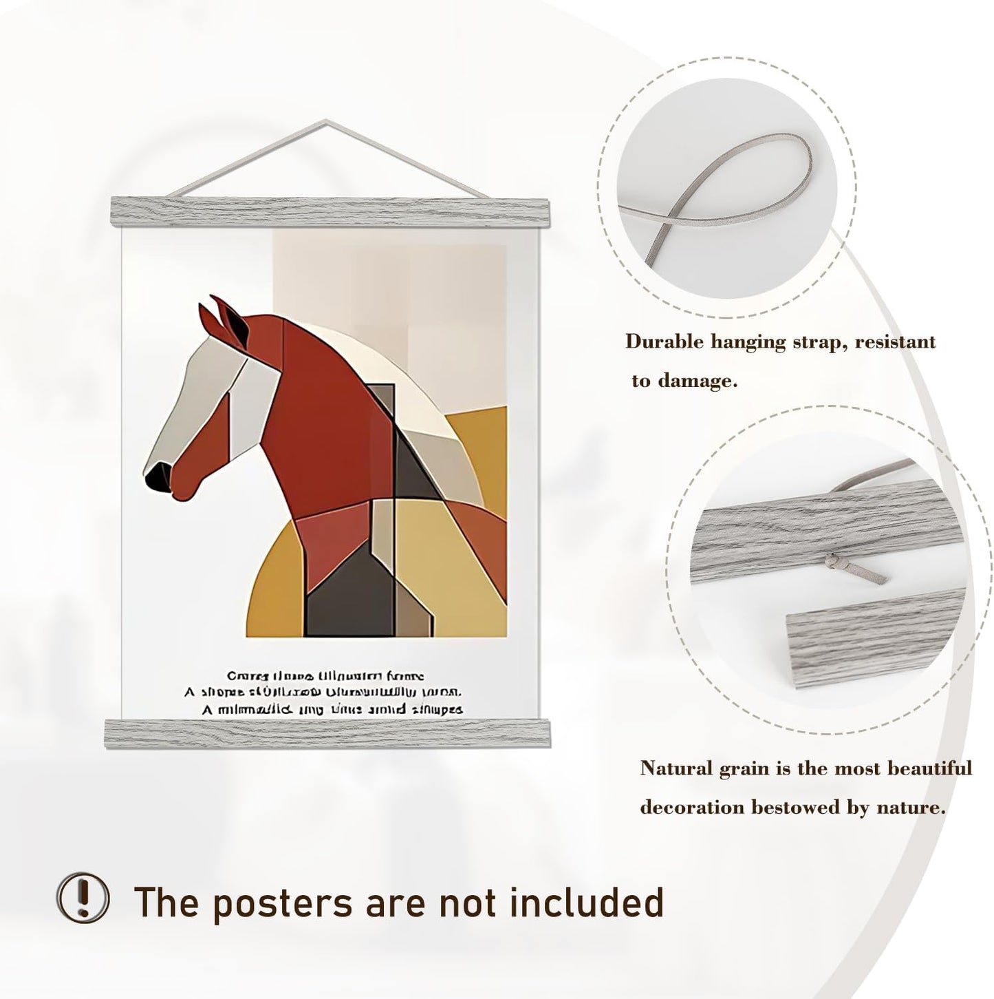 Artmag Magnetic Poster Hanger Frame, 27x40 27x41 27x32 Light Wood Wooden Magnet Canvas Artwork Print Poster Hangers Frames Hanging Kit (Grey, 27")