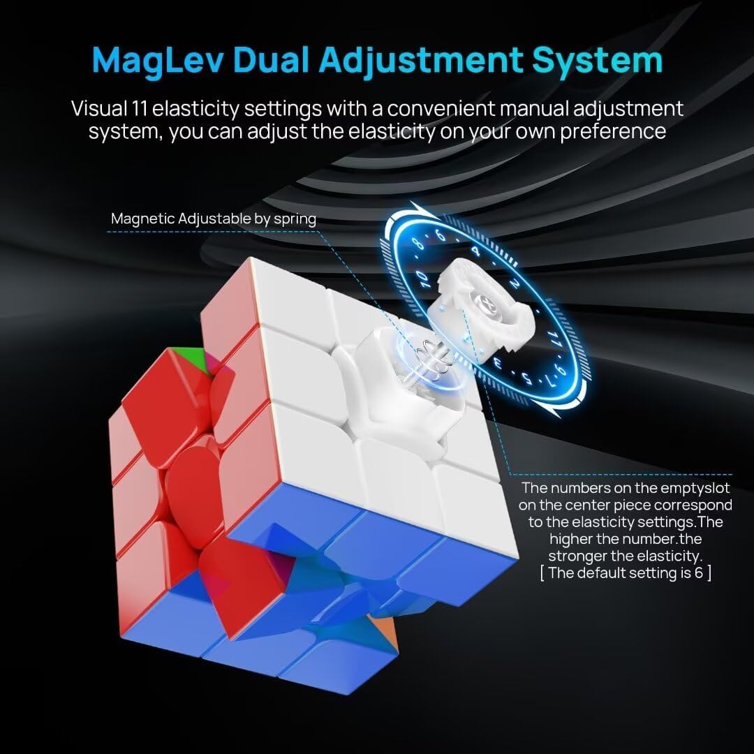 Magnetic Speed Cube 3x3 Stickerless - Professional Competition Cube with 24 Strong Magnets | 55°/35° Corner Cutting | Smooth & Fast for Adults & Kids for Speedcubers (No Logo)