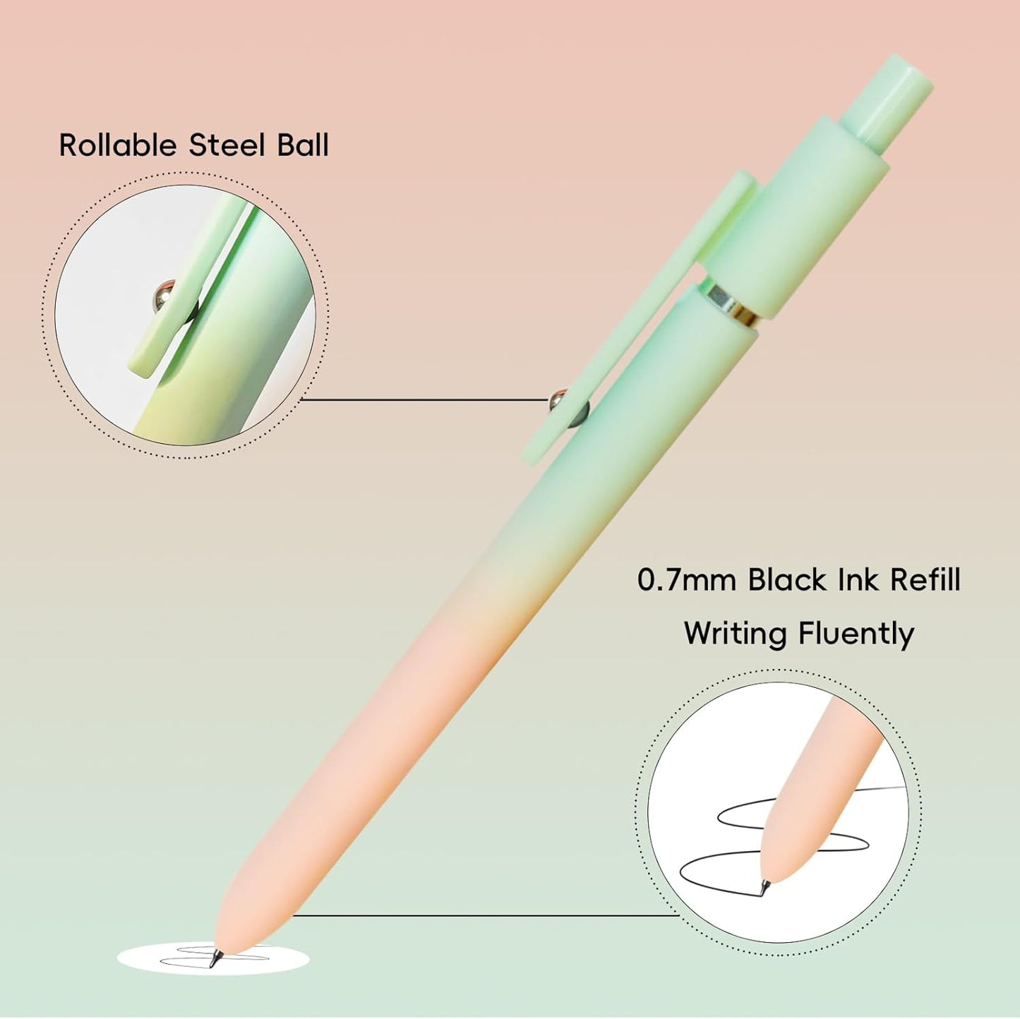 Gel Pens, 10 Pcs Medium Point Smooth Writing Pens Cute Pens for Women, High-End Series 0.7mm Black Ink Pens for Journaling Note Taking, School Office Supplies (10 Pcs Gradient)