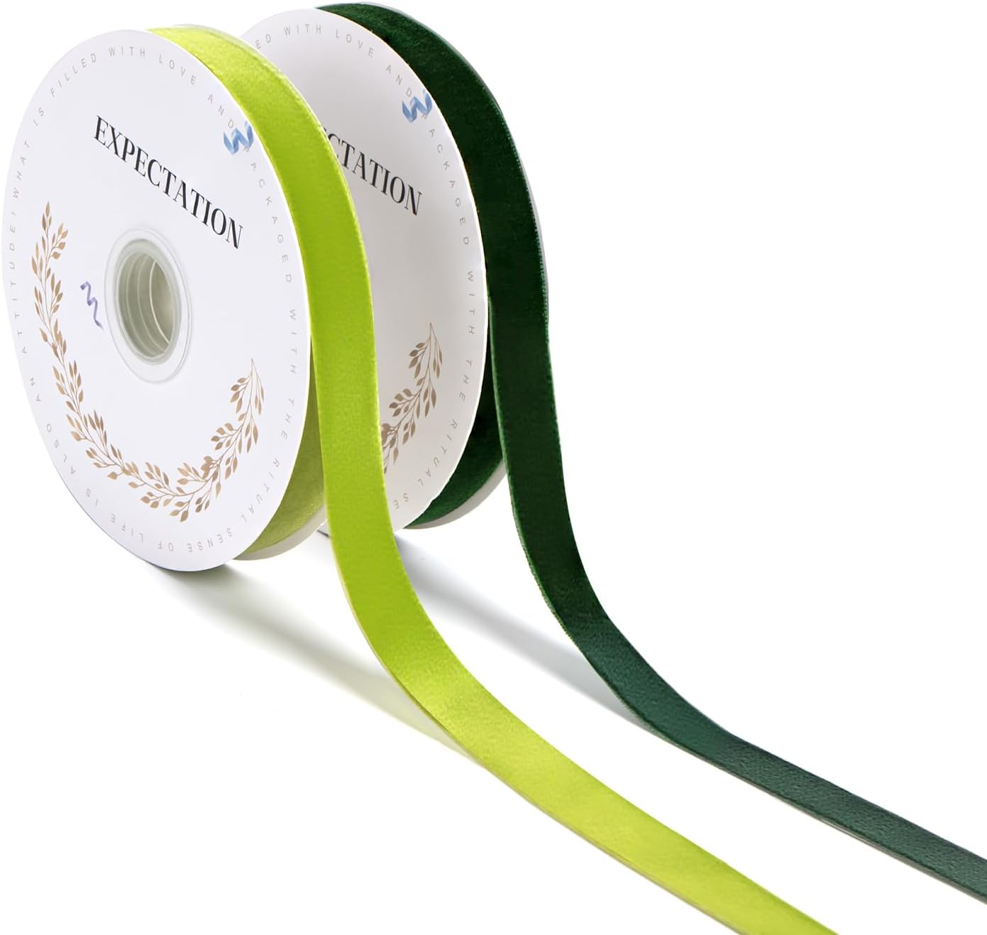 Green Velvet Ribbon 5/8'' 2 Rolls Total 30 Yards, Use for Gift Wrapping, Christmas Tree, Wreath Decoration, DIY Crafts (Dark Green, Sage Green)