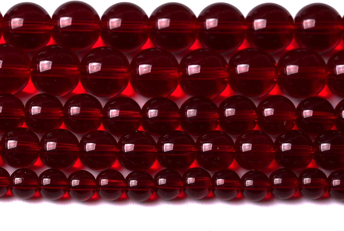 Smooth Garnet Red Glass Crystal Round Loose BeadsFor Jewelry Making DIY Bracelet Necklace Accessories 10mm 40pcs 15" Strand (Garnet Red Glass, 10mm)