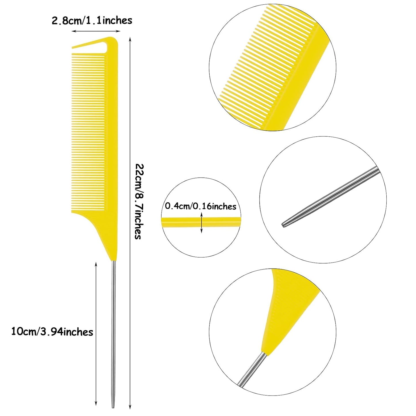 WILLBOND Magnetic Wrist Sewing Pincushion Wrist Magnetic Pin Holder Wristband Pin Cushion Holder with 3 Pcs Stainless Steel Pintail Comb Rat Tail Comb for Hair Clips Hand Sewing(Yellow)