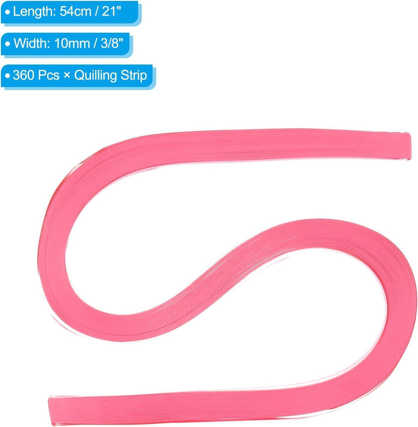 PATIKIL 360pcs Quilling Paper Strips Paper Flowers Quilling Kits 3/8"(10mm) Origami Paper for Adults Beginner Art Craft, 21"(54cm) Fluorescent Rose Pink