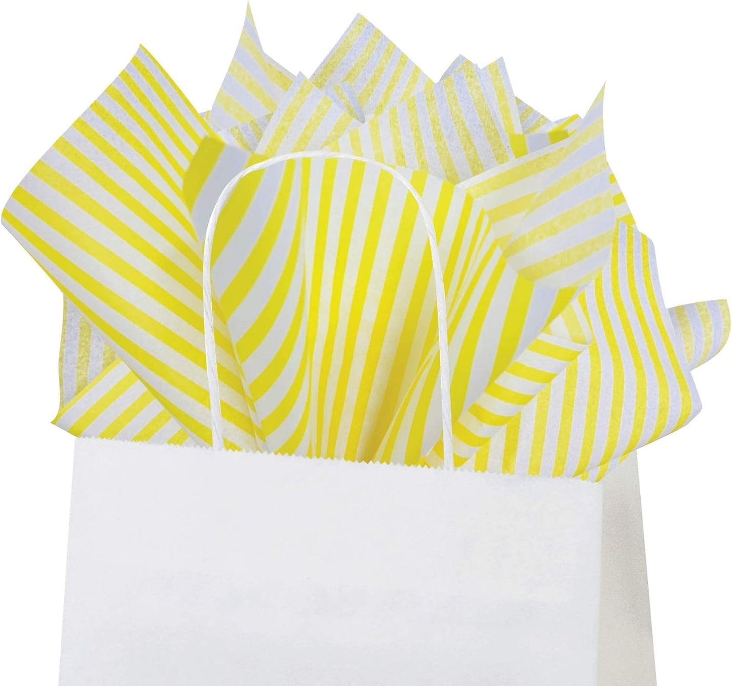 Flexicore Packaging Yellow Pin Stripe Print Gift Wrap Tissue Paper Size: 15 Inch X 20 Inch | Count: 10 Sheets | Color: Yellow Pin Stripe