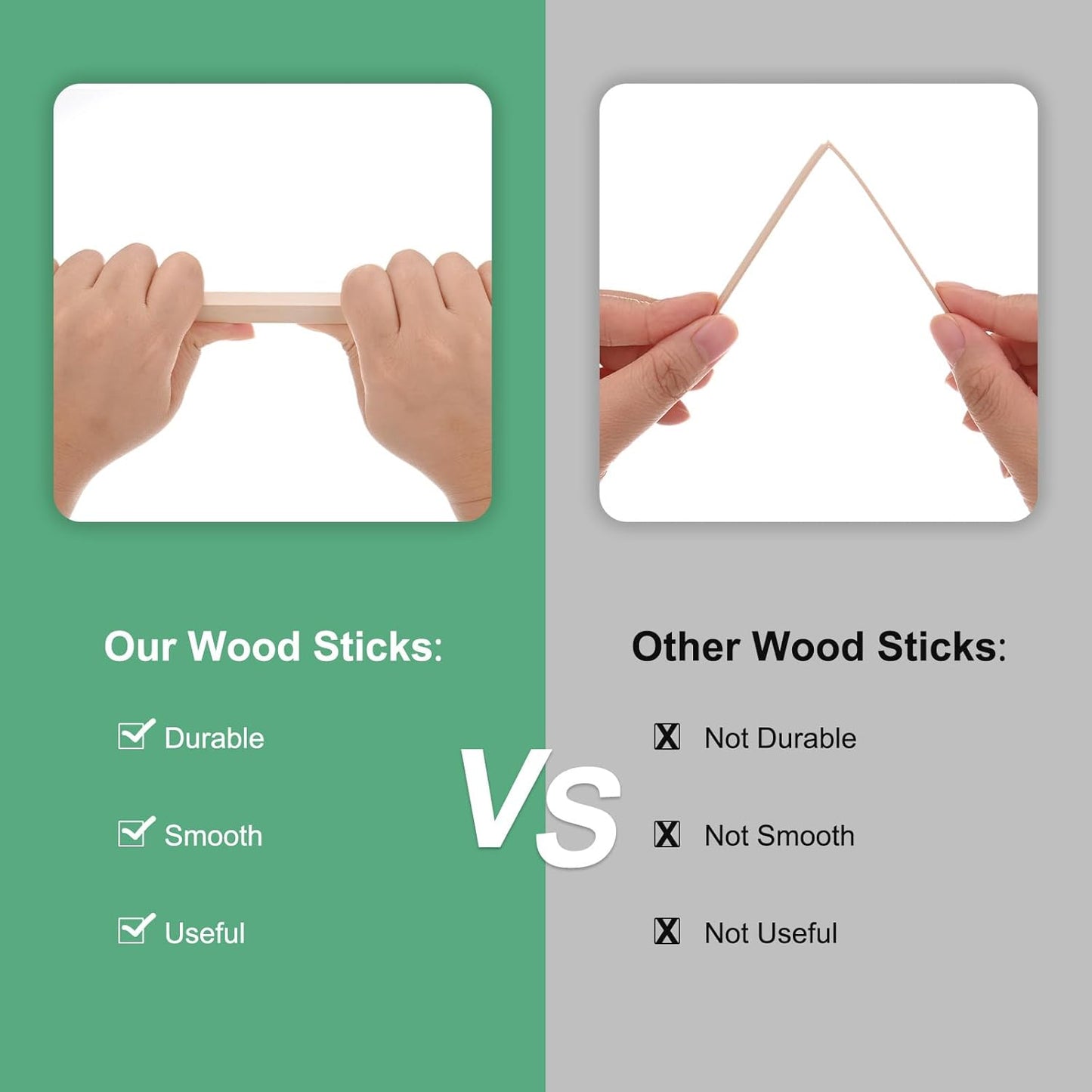 10-Pack Wood Square Dowel Rods, 25/64 x 10 Inch Unfinished Wooden Square Dowel Rod, Hardwood Square Dowel Sticks for Crafts/DIY Projects/Models Making [Wood Color]