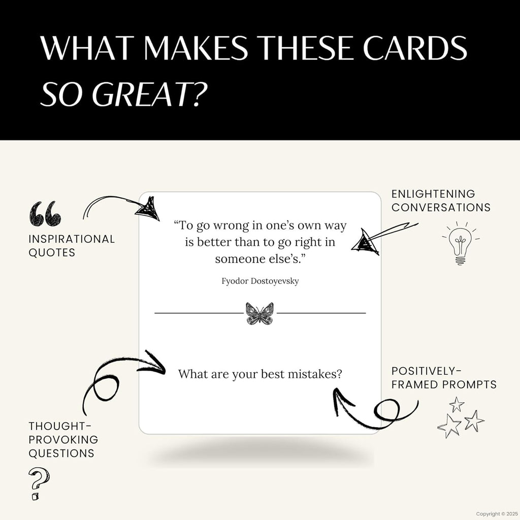 Conversation Cards – 54 Inspiring Quotes Paired with Questions to Spark Honest, Fun & Meaningful Conversations for Couples, Families & Friends