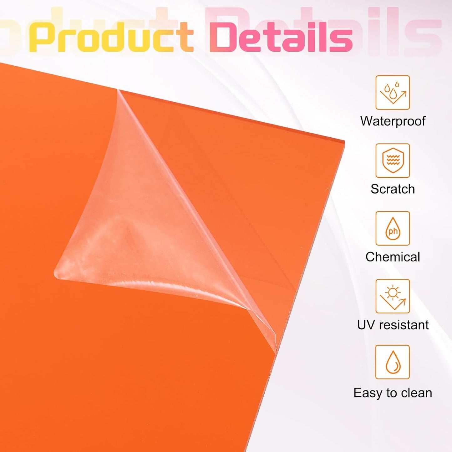 uxcell 3Pcs Acrylic Sheets 8x8 Inch Acrylic Panel 1/8 Inch-3mm Plastic Board for Picture Frames Sign Holders DIY Display Projects Craft, Clear Orange